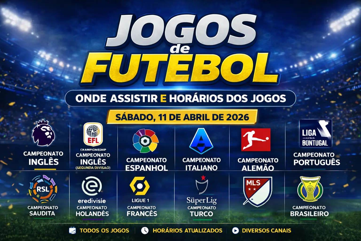 Jogos de hoje (11/04/26): onde assistir futebol ao vivo e palpites