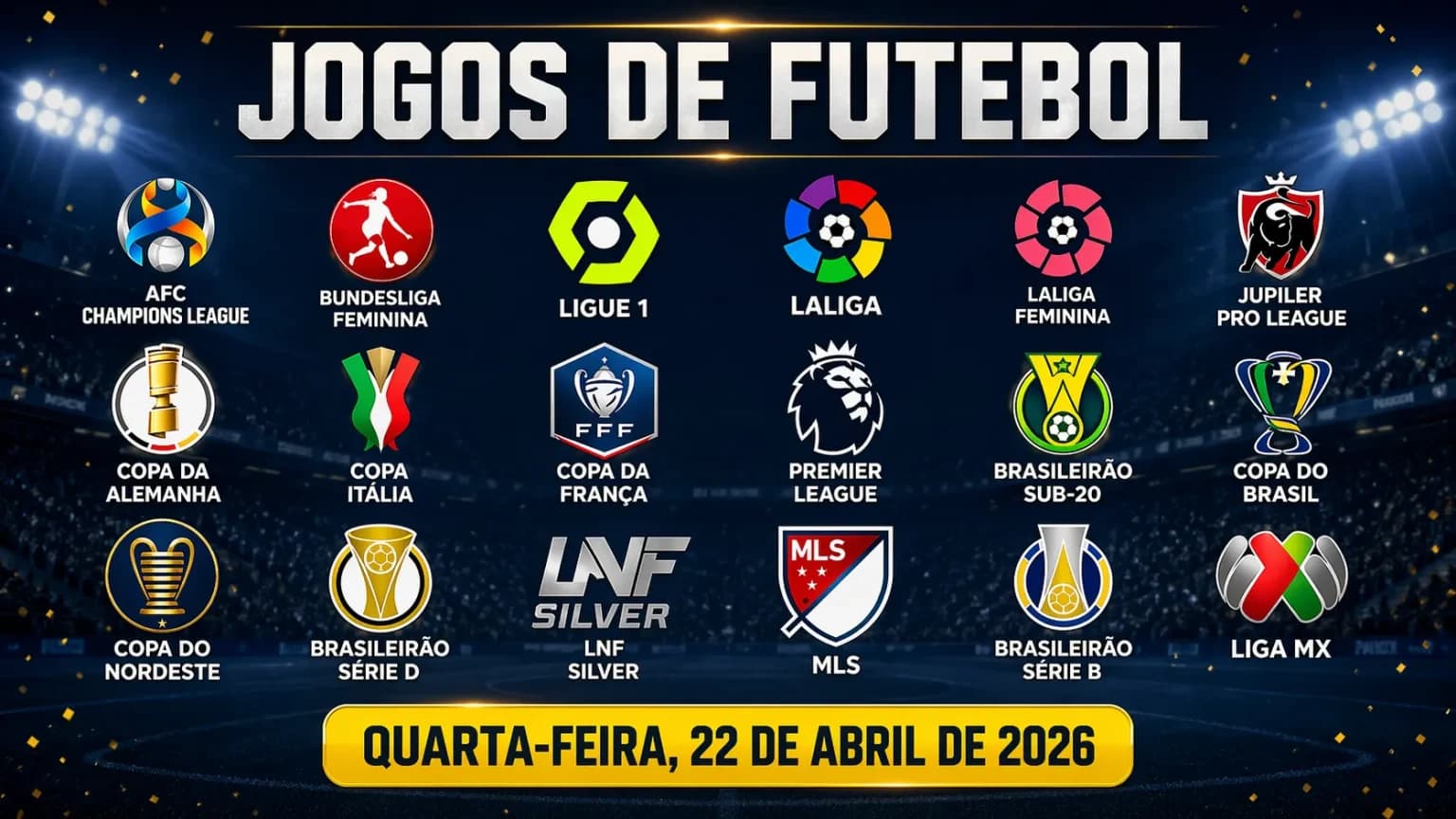 Jogos de hoje (22/04/26): onde assistir futebol ao vivo e palpites